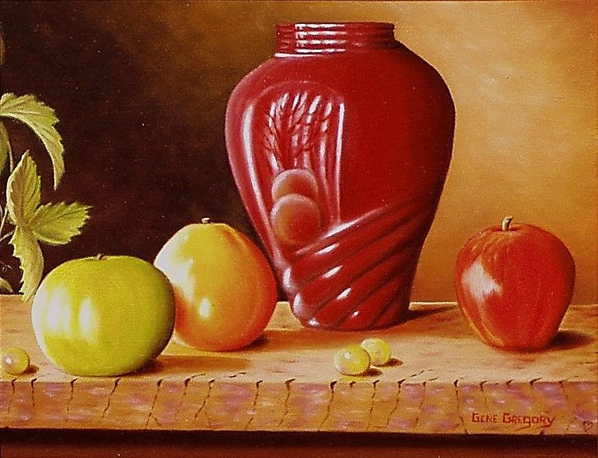 Urn an apple Painting by Gene Gregory