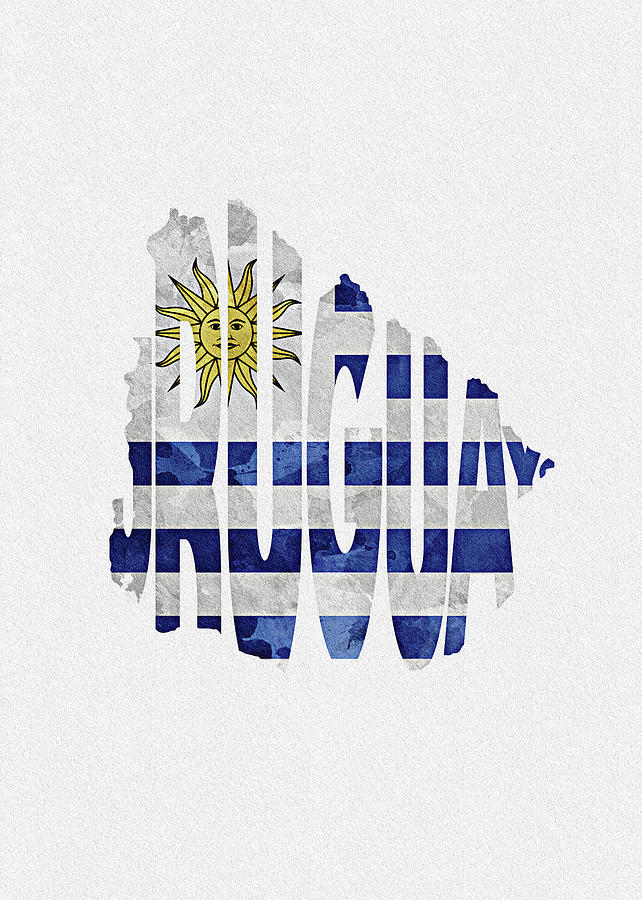 Uruguay Typographic Map Flag Digital Art by Inspirowl Design