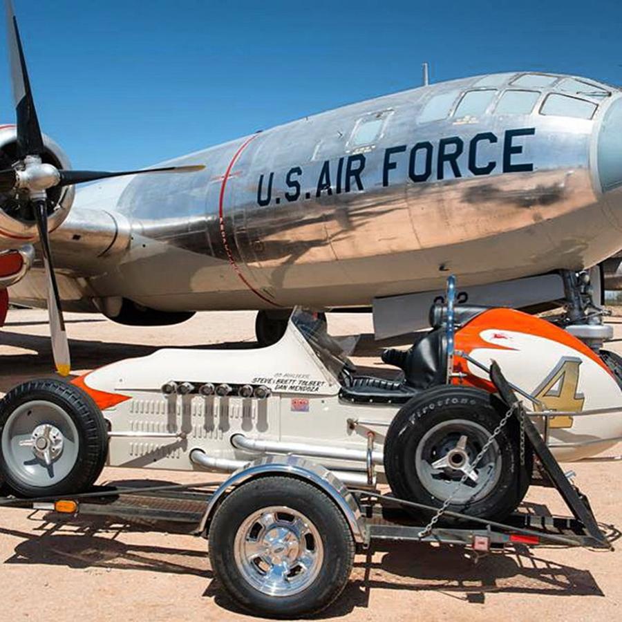 Transportation Photograph - Us Air Force Airplane and Race Car  by Michael Moriarty