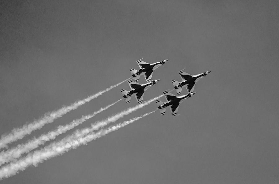 U.S. Air Force Thunderbirds - Black and White Photograph by Susan McMenamin