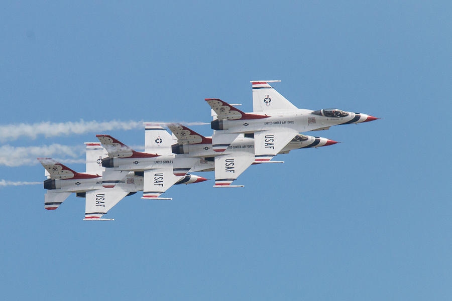 U.S. Air Force Thunderbirds in Trailing Formation Photograph by Tony Hake