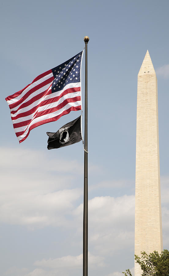 US and POW-MIA Flags Fly in Washington DC Photograph by William Kuta