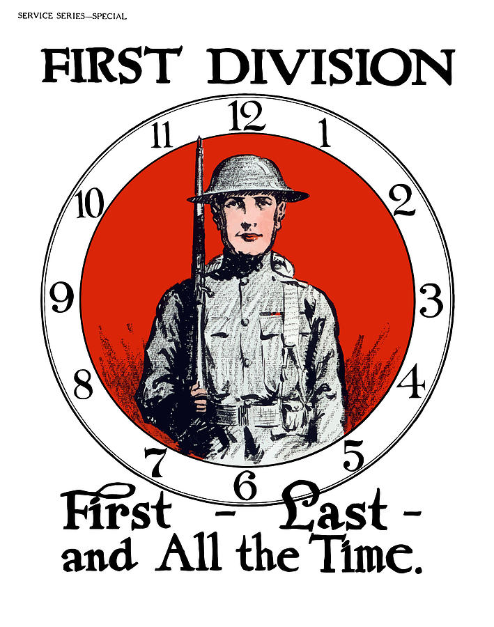 US Army First Division - WW1 Painting by War Is Hell Store