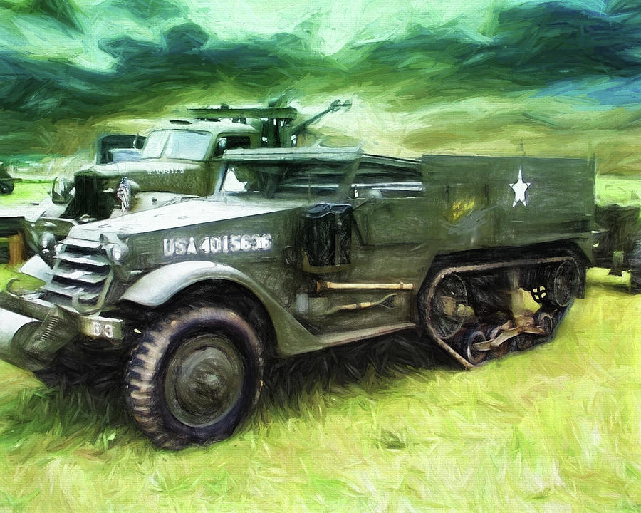 U.S. Army Halftrack Painting by Michael Cleere