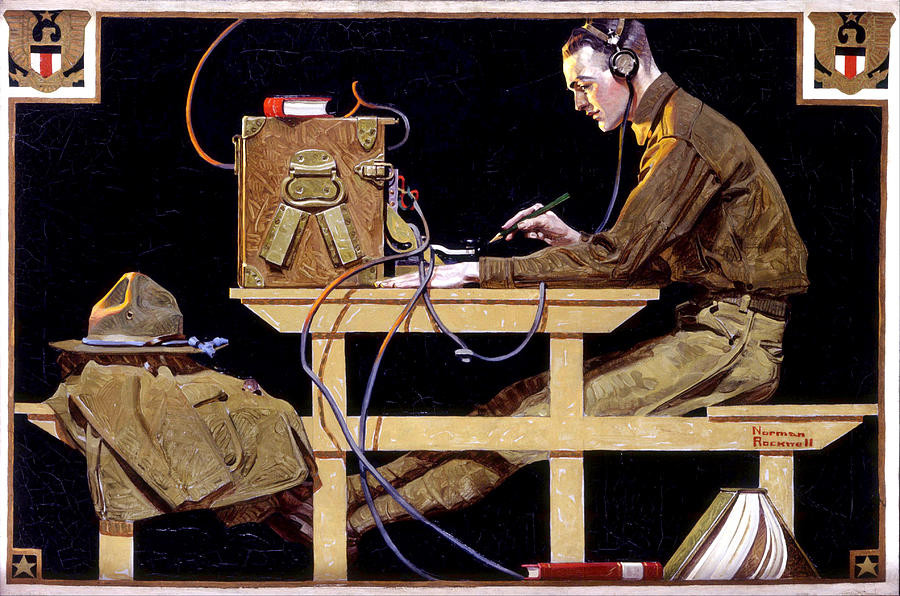 US Army Teaches A Trade Painting by Norman Rockwell