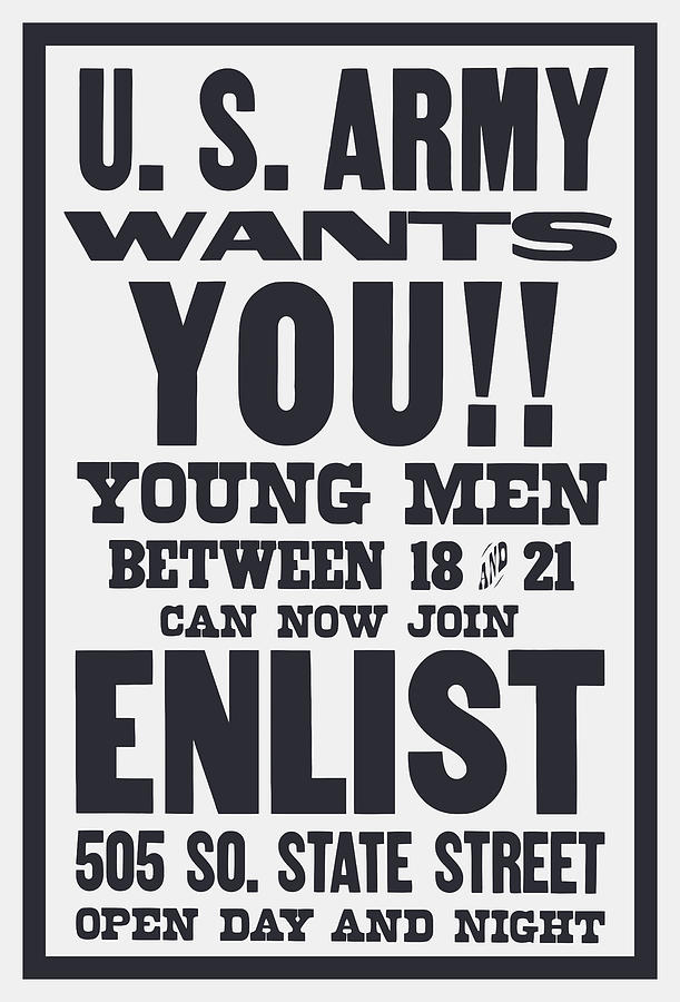 US Army Wants You - WW1 Digital Art by War Is Hell Store