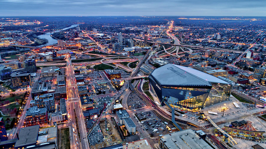 Us Bank Stadium Aerial View At Night Stock Photo - Download Image Now - U.S.  Bank Stadium, Outdoors, 4K Resolution - iStock