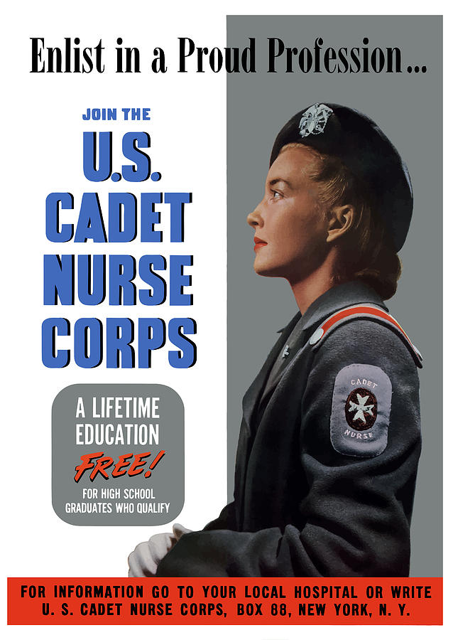 US Cadet Nurse Corps - WW2 Painting by War Is Hell Store