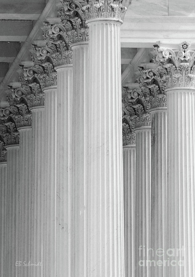 Black And White Photograph - United States Capital Columns by E B Schmidt
