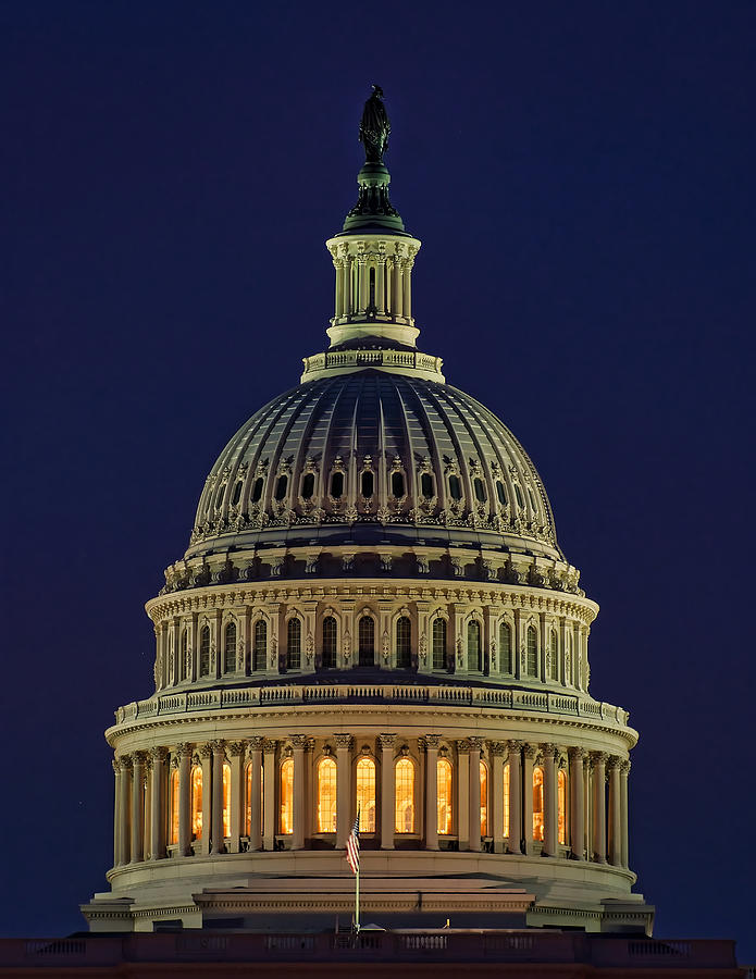 Architecture Photograph - U.S. Capitol at Night by Nick Zelinsky Jr