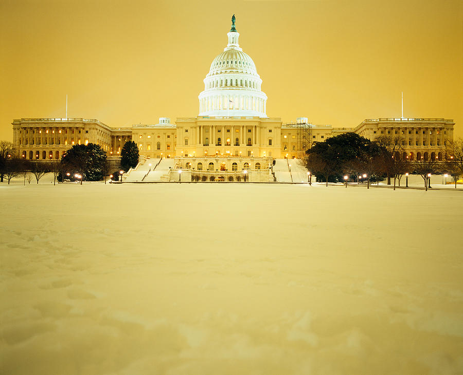 Us Capitol Building Illuminated Photograph by Panoramic Images