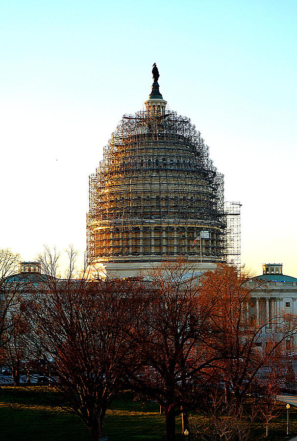 US Capitol Building Scaffolding Washington DC Photograph by Katy Hawk