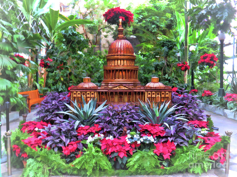 US Capitol - Holiday Display at US Botanic Gardens Photograph by Kerri Farley