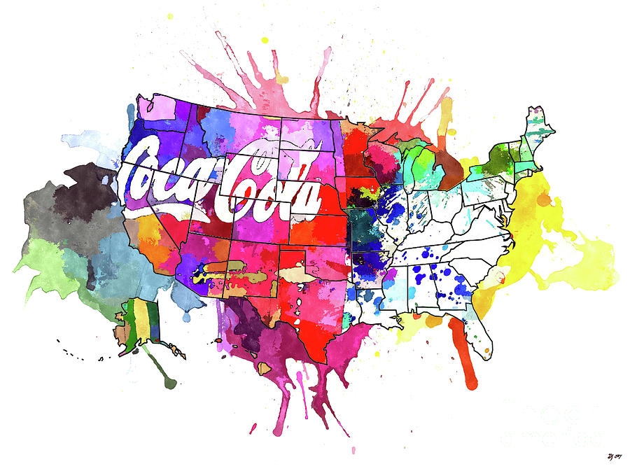 Vintage Mixed Media - US Coke Map by Daniel Janda