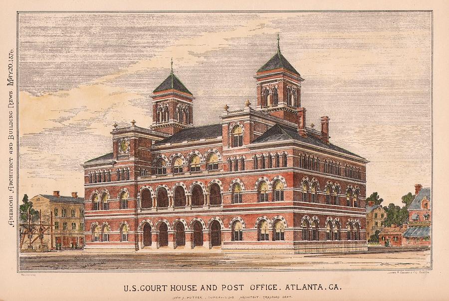 U.S. Court House and Post Office. Atlanta Georgia. 1876 Painting by William Potter