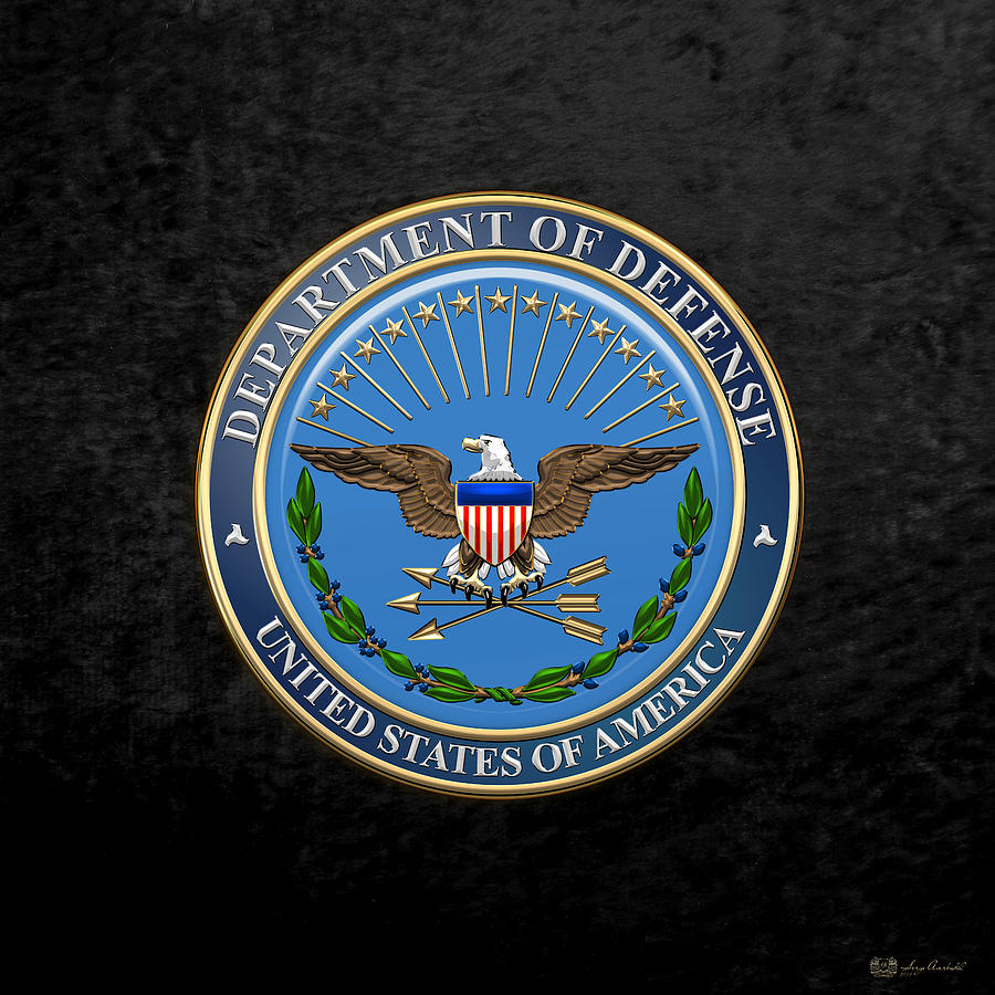 U. S. Department of Defense - D O D Emblem over Black Velvet Digital Art by Serge Averbukh