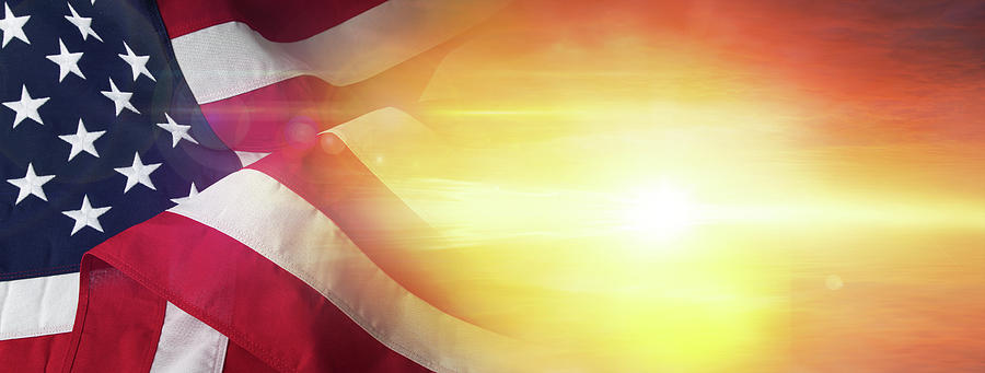 U.S. flag and sky 1 Digital Art by Les Cunliffe