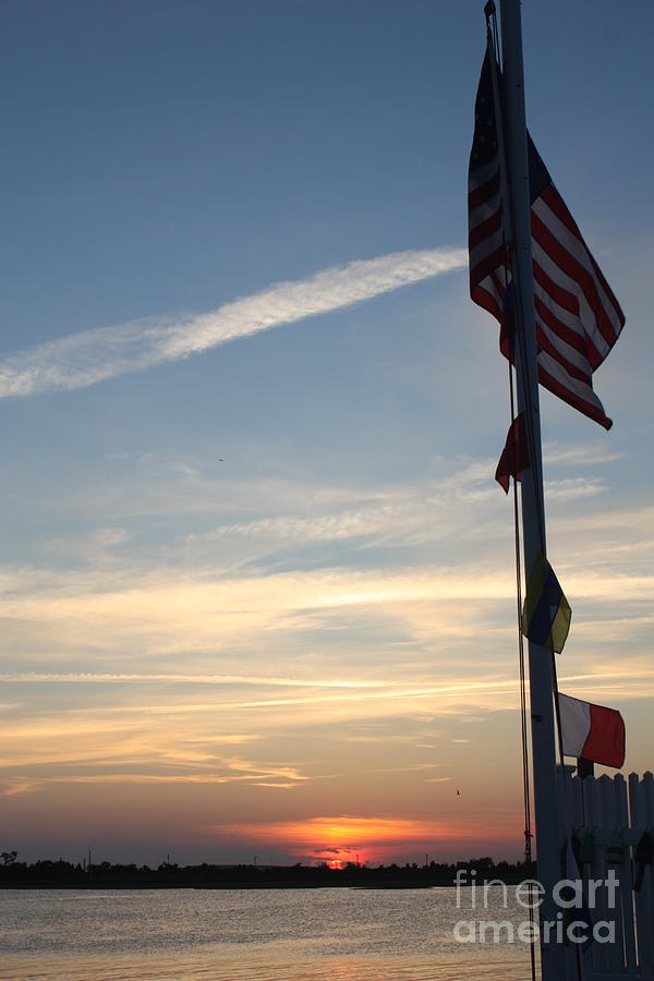 Us Flag At Sunset Photograph by John Telfer
