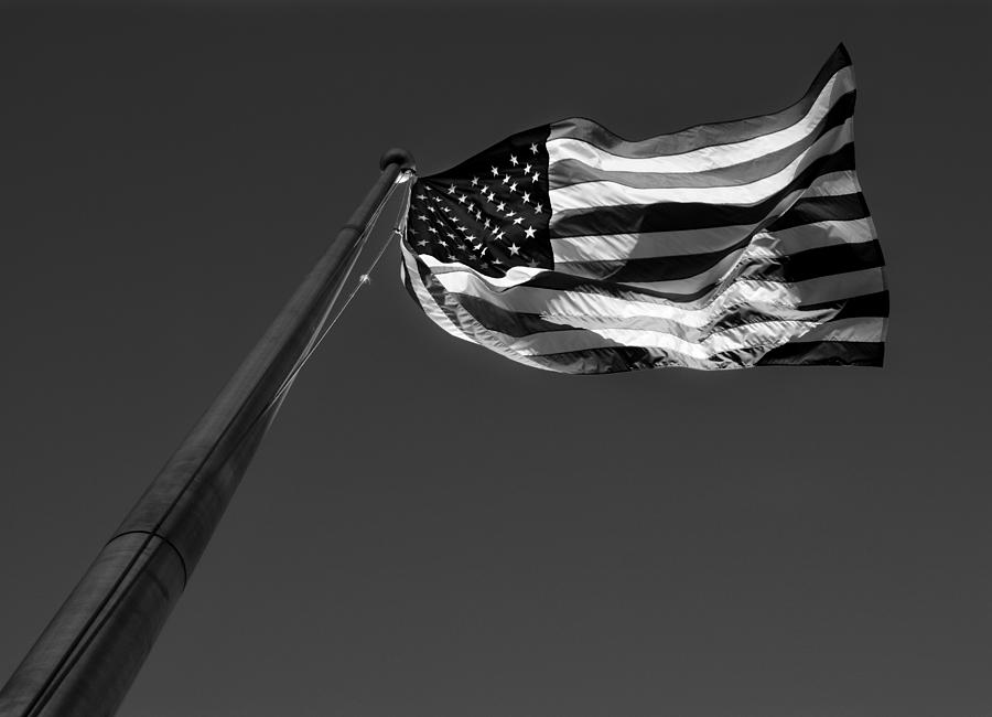 Flag Photograph - U.S. Flag in Black and White by Greg and Chrystal Mimbs