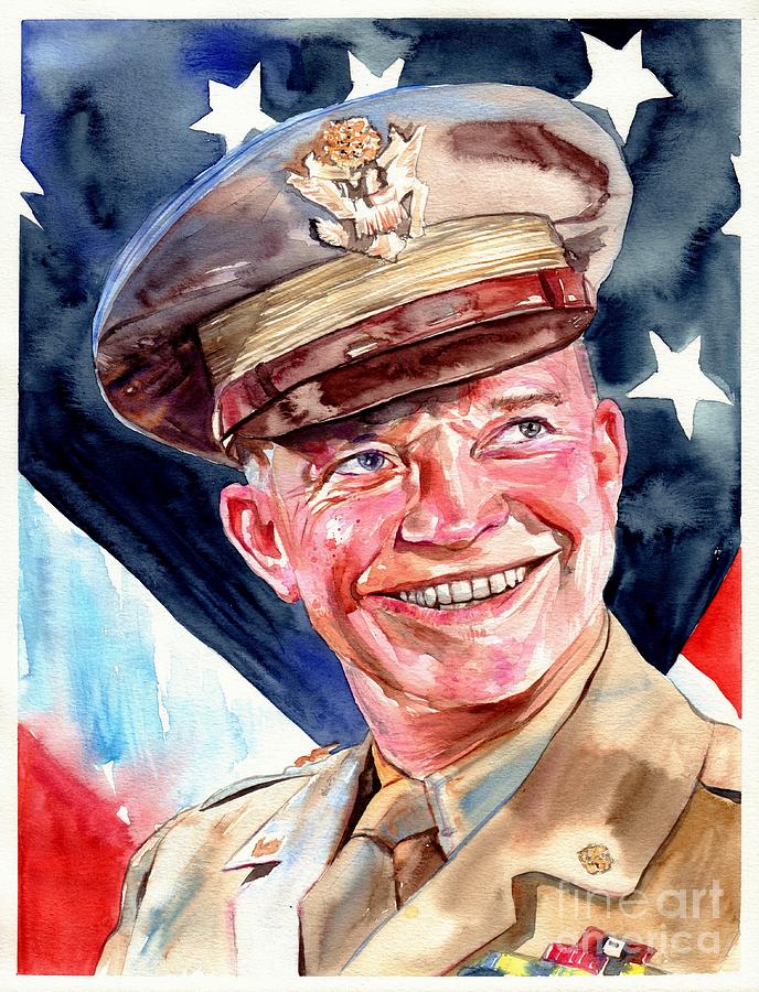 Dwight Eisenhower Painting - US General Dwight D. Eisenhower by Suzann Sines
