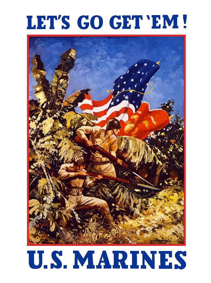 Jungle Painting - US Marines - WW2  by War Is Hell Store