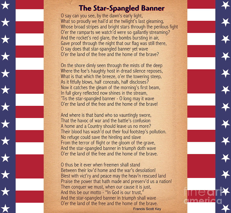 US National Anthem - The Star-Spangled Banner  Painting by Celestial Images