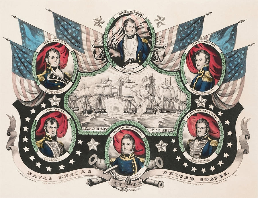 U.s. Naval Heroes - War Of 1812 - Battle Of Lake Erie Mixed Media