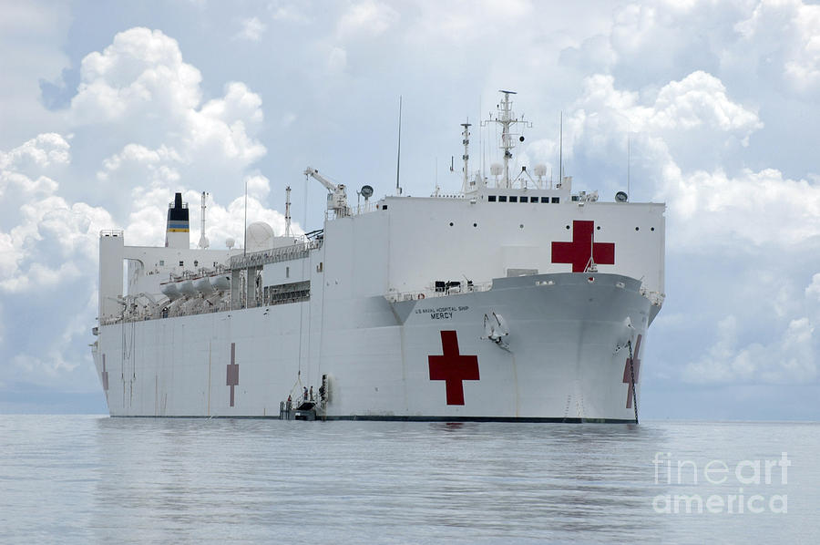 Boat Photograph - U.s. Naval Hospital Ship Usns Mercy by Stocktrek Images