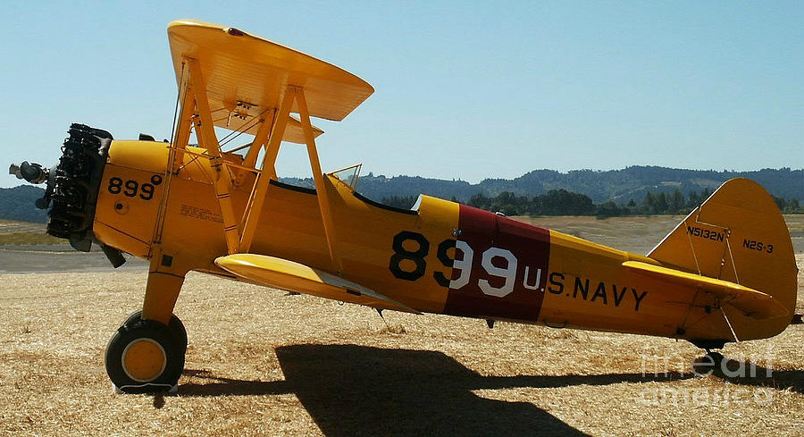 US Navy biplane Painting by Diane E Berry