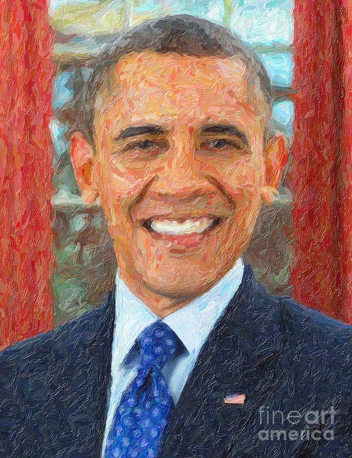 U.S. President Barack Obama Painting by Celestial Images