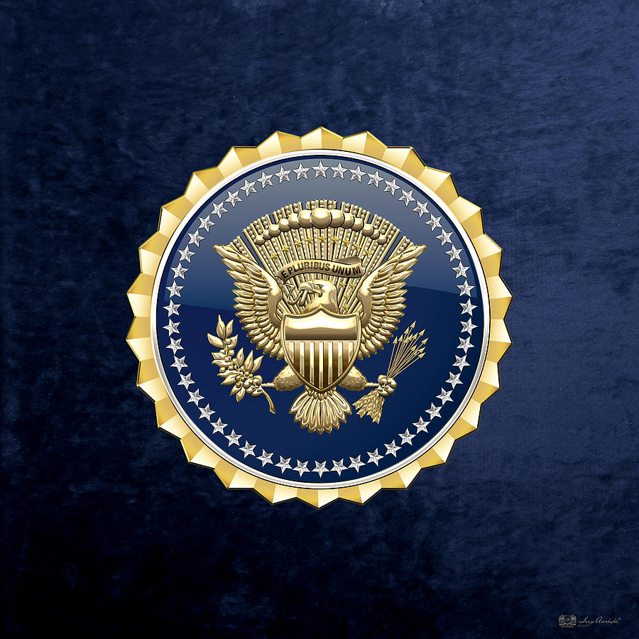  Presidential Service Badge - P S B on Blue Velvet Digital Art by Serge Averbukh
