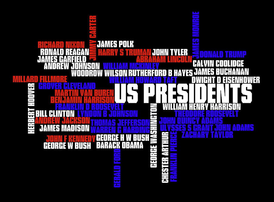 Typography Digital Art - US Presidents Typography by Ricky Barnard