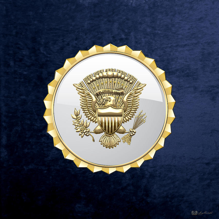 Vice Presidential Service Badge on Blue Velvet Digital Art by Serge Averbukh