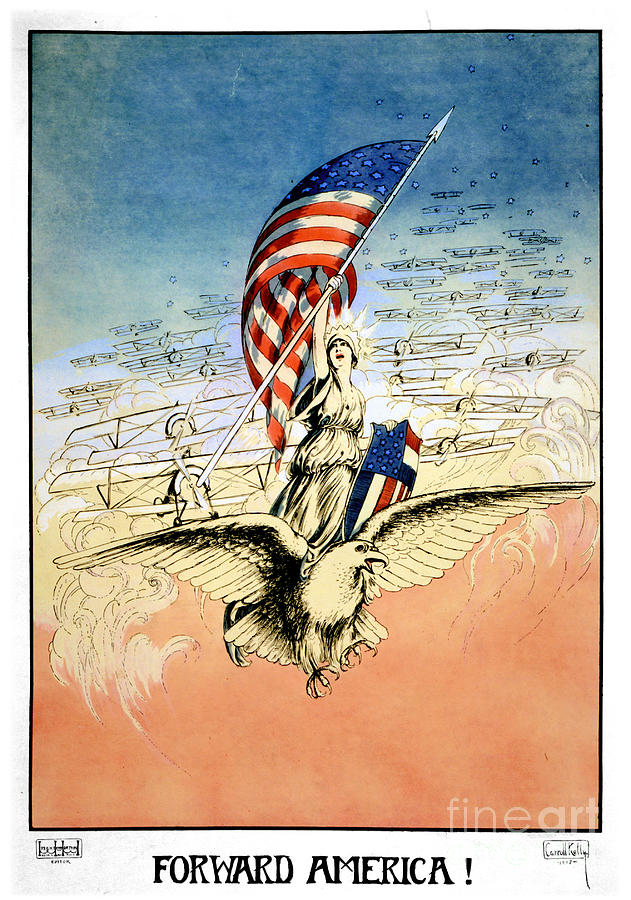 Vintage Digital Art - US Vintage Poster Forward America by Vintage Treasure