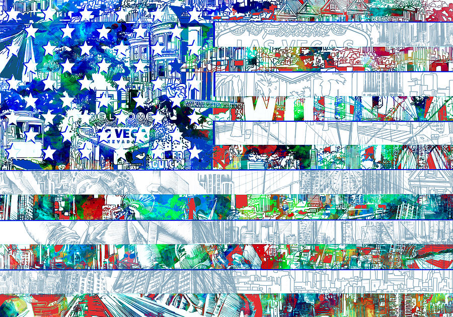Usa flag 14 Painting by Bekim M