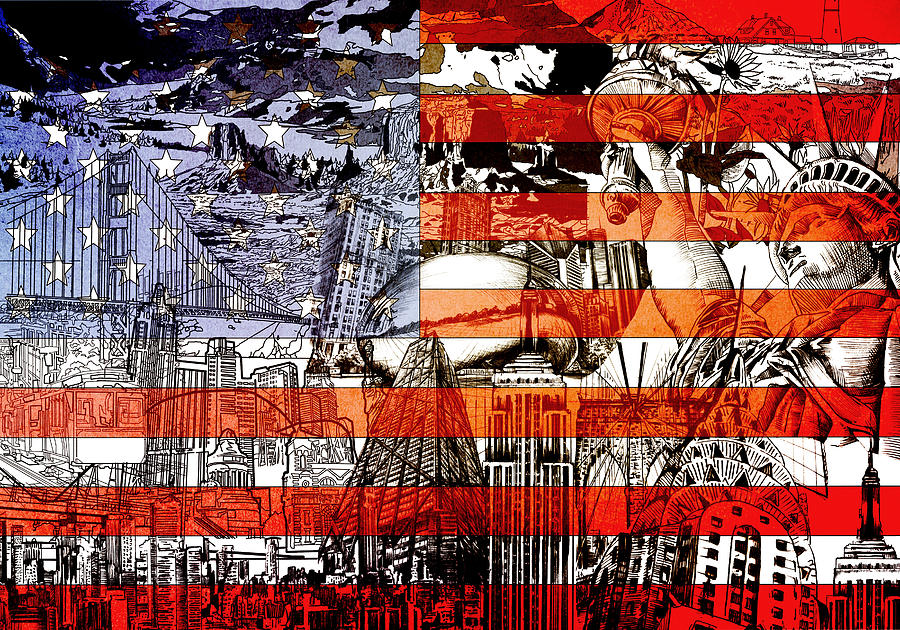 Usa flag 3 Painting by Bekim M