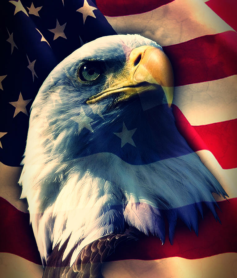 Usa- Flag And Eagle. Mixed Media Digital Art by Dan Nita