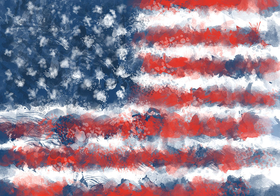 Usa Flag Brush Strokes Painting