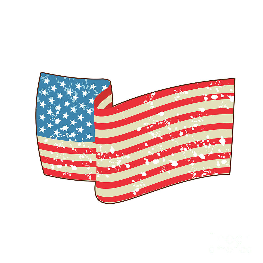 Flag Digital Art - USA Flag Stars and Stripes Grunge Wavy Retro by Aloysius Patrimonio