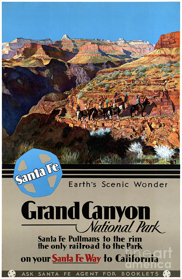 Grand Canyon National Park Mixed Media - USA Grand Canyon Restored Vintage Travel Poster by Vintage Treasure