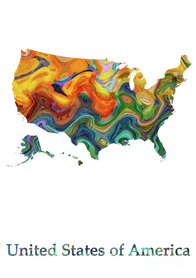 United States Map Art Abstract 