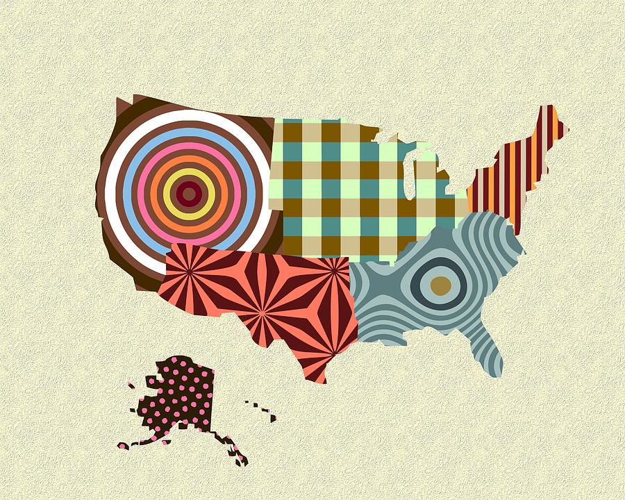 Usa Map Digital Art - USA Map by Lanre Studio
