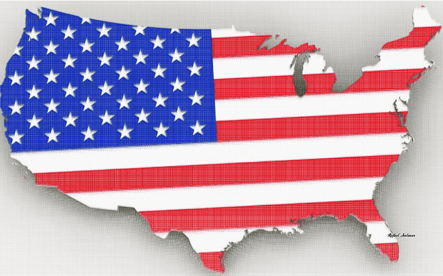 USA map  Digital Art by Rafael Salazar