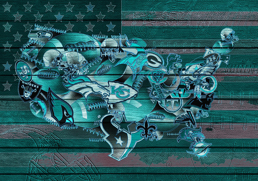 Miami Dolphins Painting - Usa Nfl Map Collage 3 by Bekim M