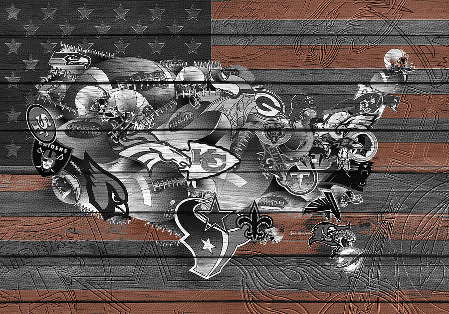 Usa Nfl Map Collage 4 Painting by Bekim M