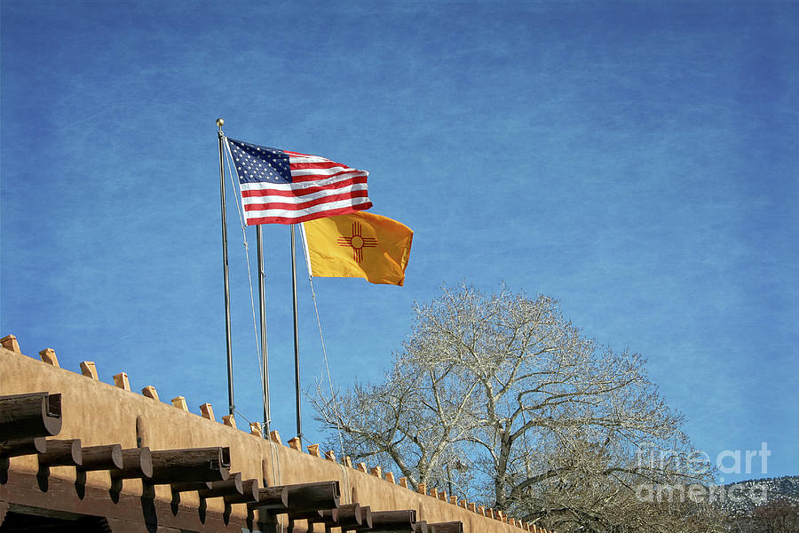 USA - NM Flags Waving in the Wind Photograph by Gabriele Pomykaj