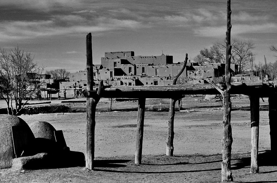 USA - Taos Pueblo New Mexico - B/W Photograph by Jacqueline M Lewis