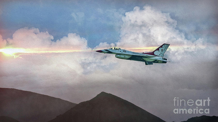 Military Aircraft Digital Art - USAF The Lone Thunderbird by Mary Lou Chmura