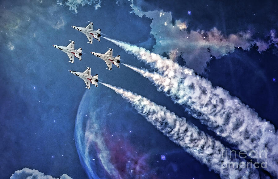 USAF Thunderbirds Diamond Formation Digital Art by Mary Lou Chmura