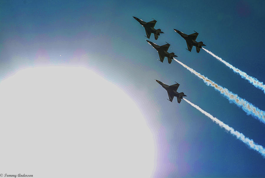 USAF Thunderbirds Flying past the sun Photograph by Tommy Anderson